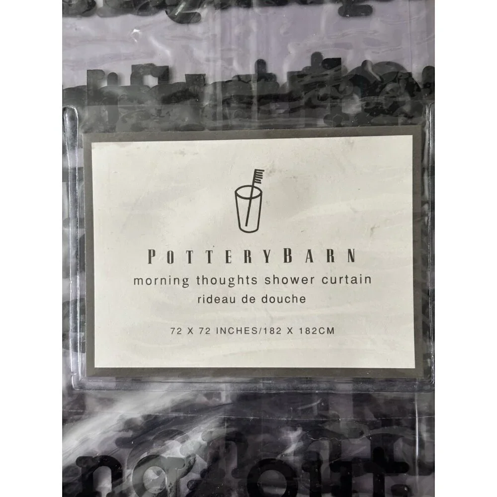 NWT Pottery Barn Morning Thoughts Clear Shower Curtain 72